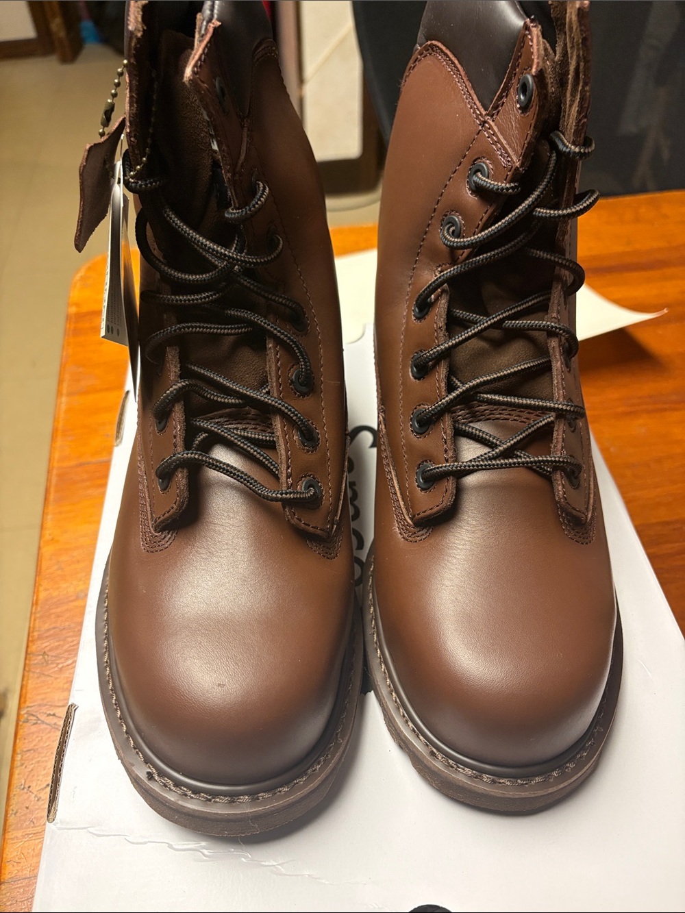 Men's Brown Lace-Up Leather Work Boots
